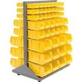 Global Equipment Mobile Double Sided Floor Rack - 96 Yellow Stacking Bins 36 x 54 500165YL